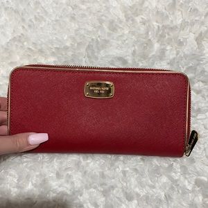 Michael Kors Red and Gold Wallet Continental
